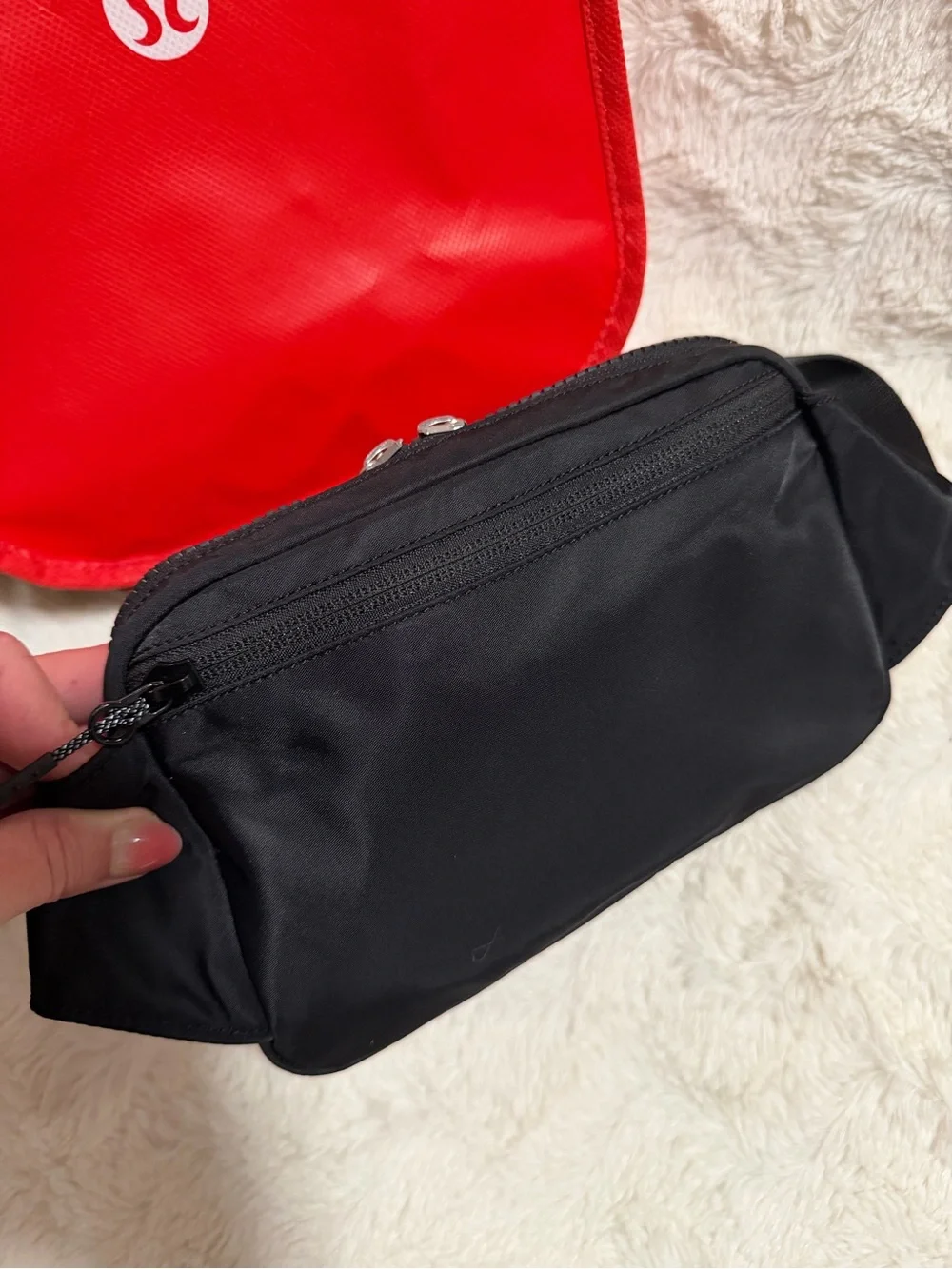 NWOT! lululemon athletica Black Nylon Belt Bag with Logo Accent